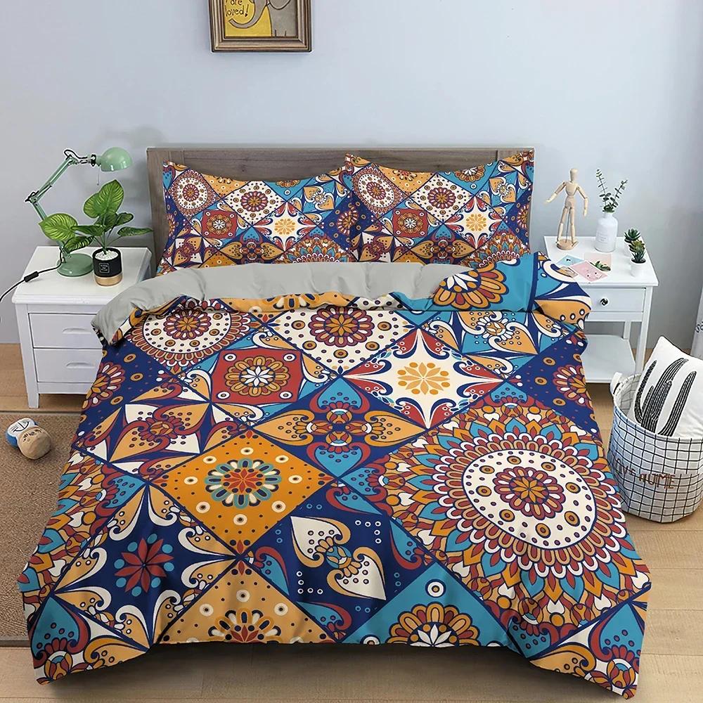3D Printed Bohemian Ethnic Mandala Comfortable Duvet Quilt Cover Pillowcase Bedding Set Children Bedroom Decoration Home Textile