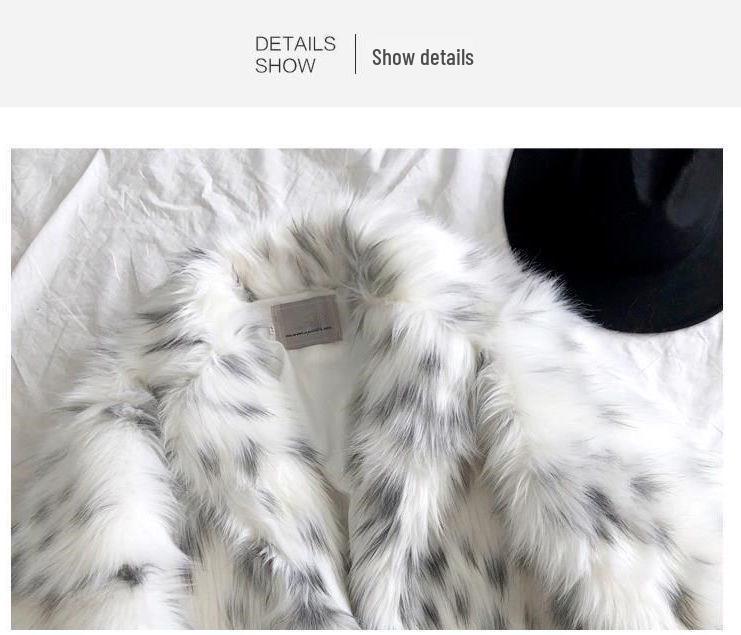 European & American Lynx Leopard Print Lapel Fox Fur Coat for Women – Long, Young Style