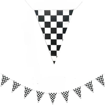 Polyester Doek Dubbelzijdig Bedrukken Feest Geruit Banner Driehoek Geruite Slingervlag