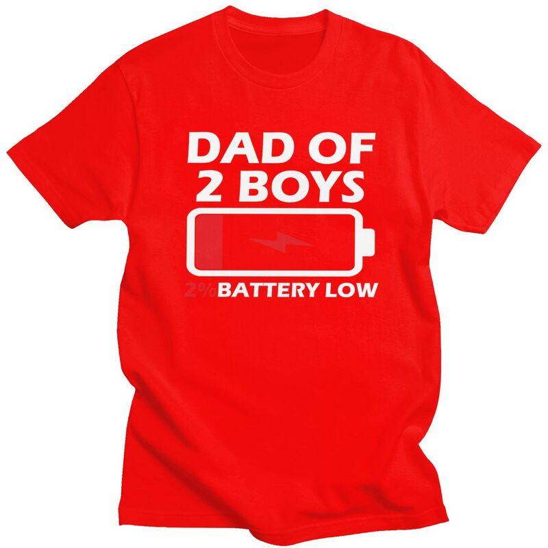 Custom Mens Dad Of 2 Boys T Shirt Short Sleeve Cotton Tshirt Streetwear Tshirt Leisure Papa Fathers Day Gift Tee Clothing