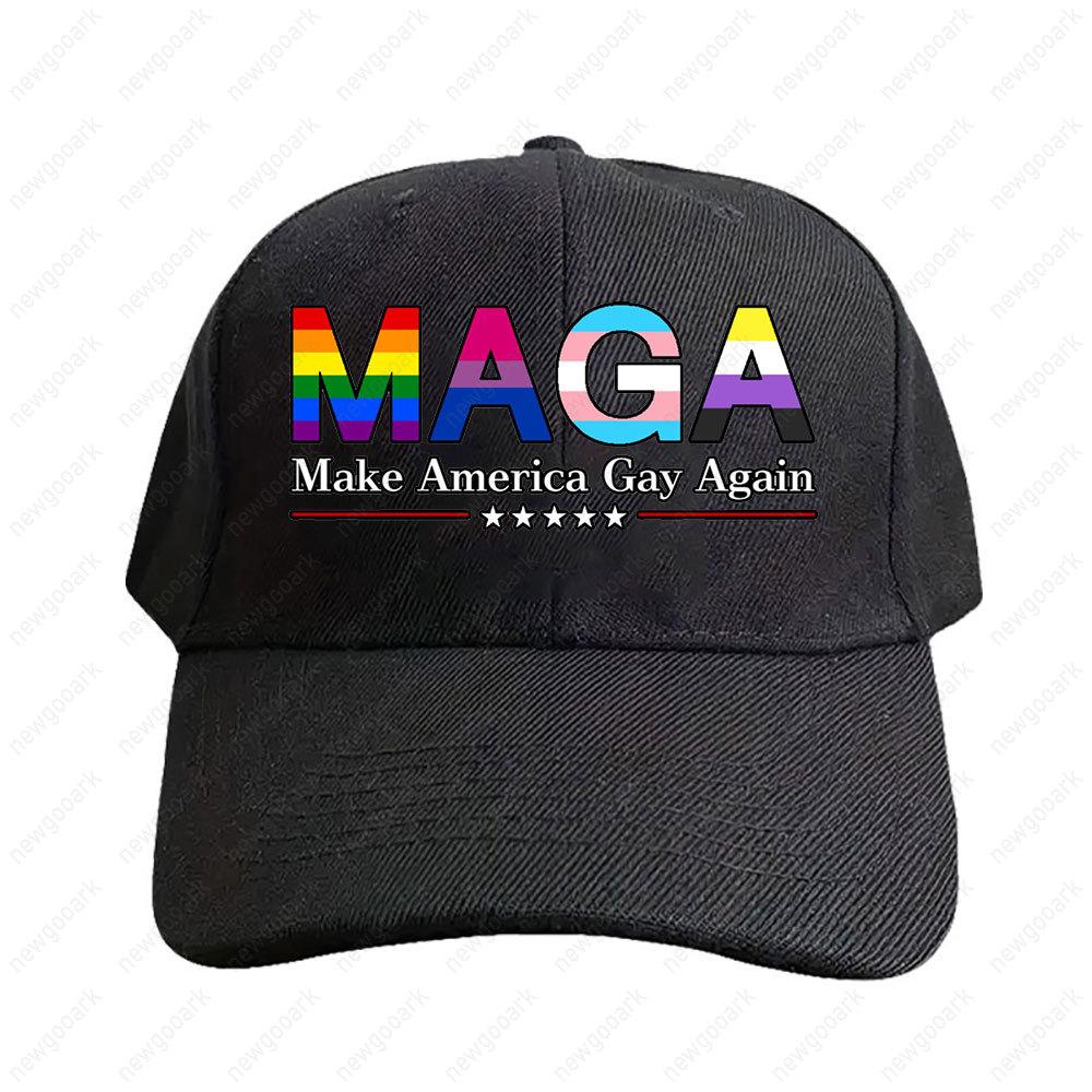 MAGA Make America Gay Again W Black Outline Cap Women Unisex Adult Casual Adjustable Printed Baseball Caps Trucker Cap