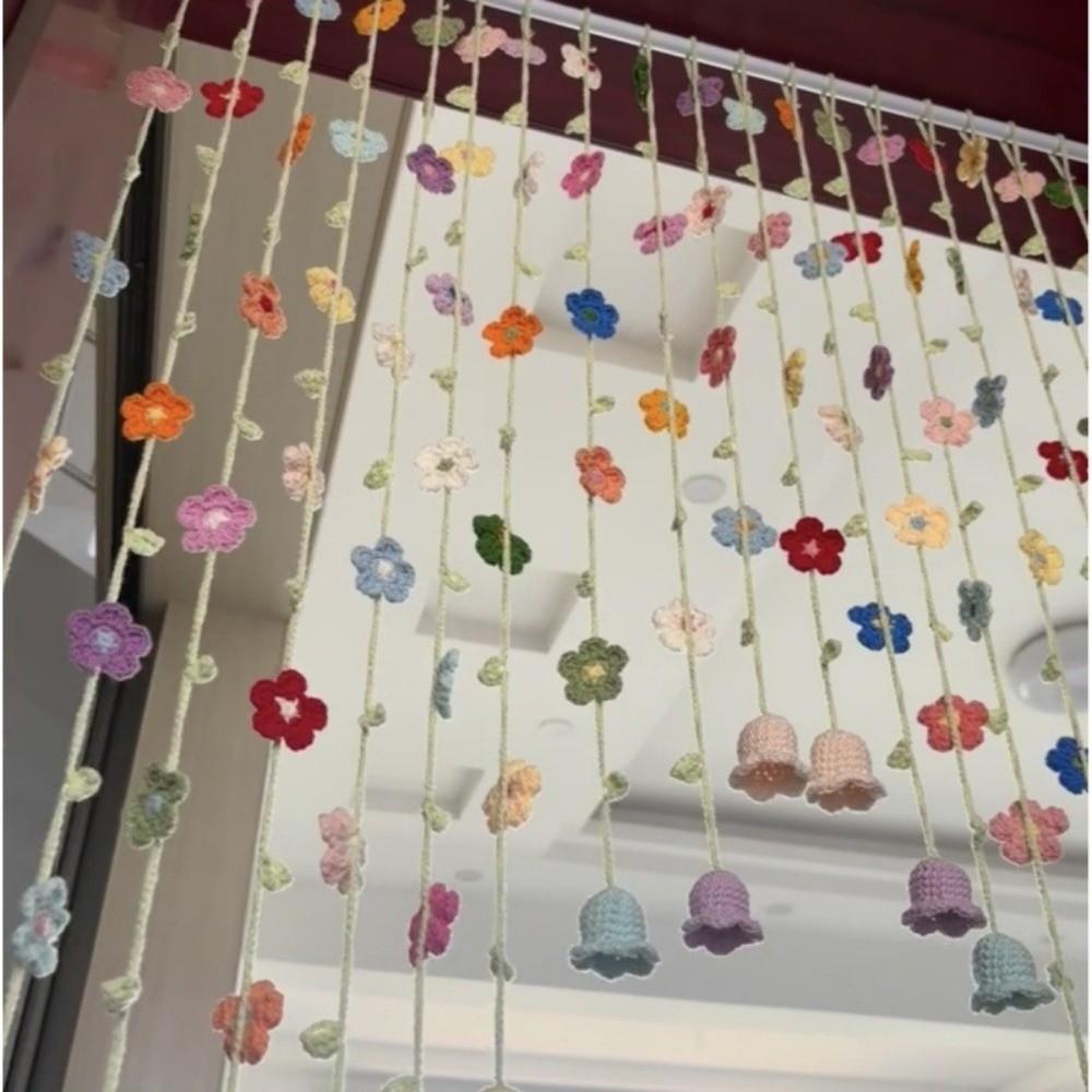9pcs Colorful Flowers Artificial Flower Curtain Hanging Room Decorative Curtain Bedroom Decoration