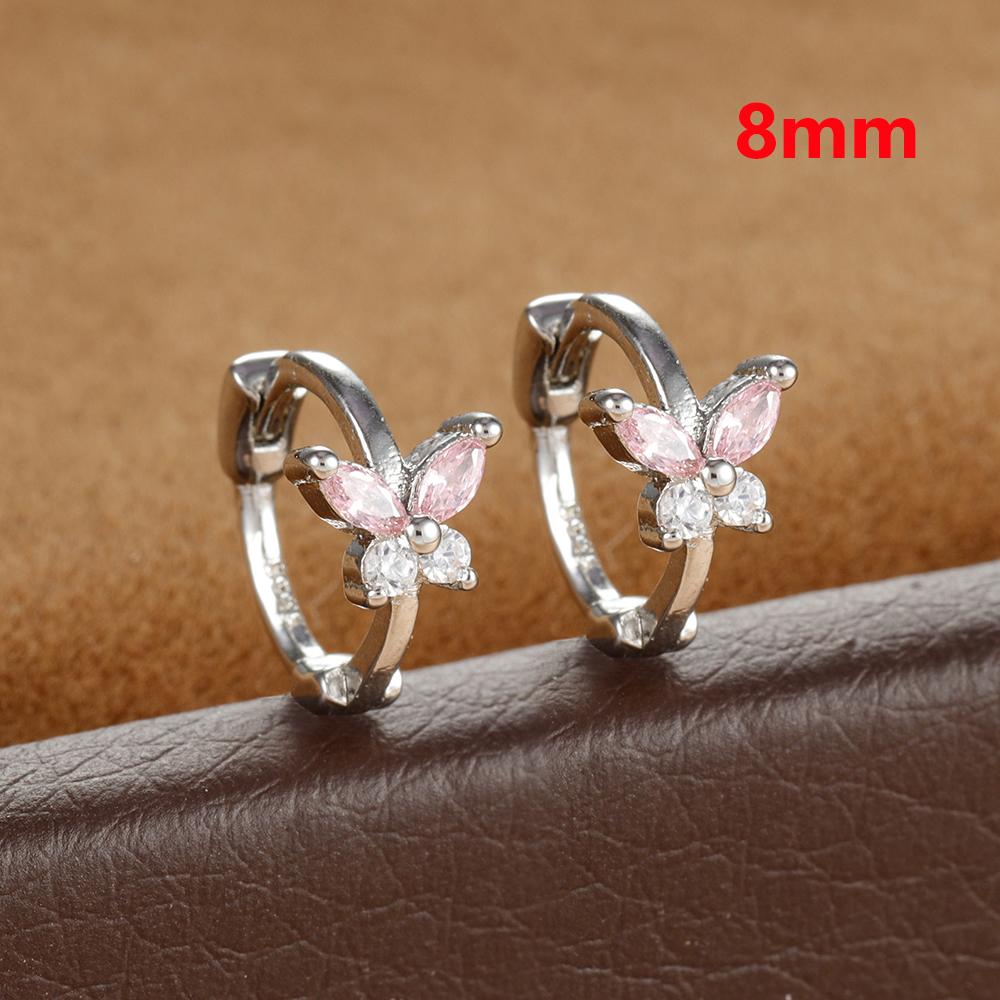 Stainless Steel Zircon Butterfly Minimal Hoop Earrings Small Gold Plated Huggie Earring Ear Buckle Cartilage Piercing Jewelry