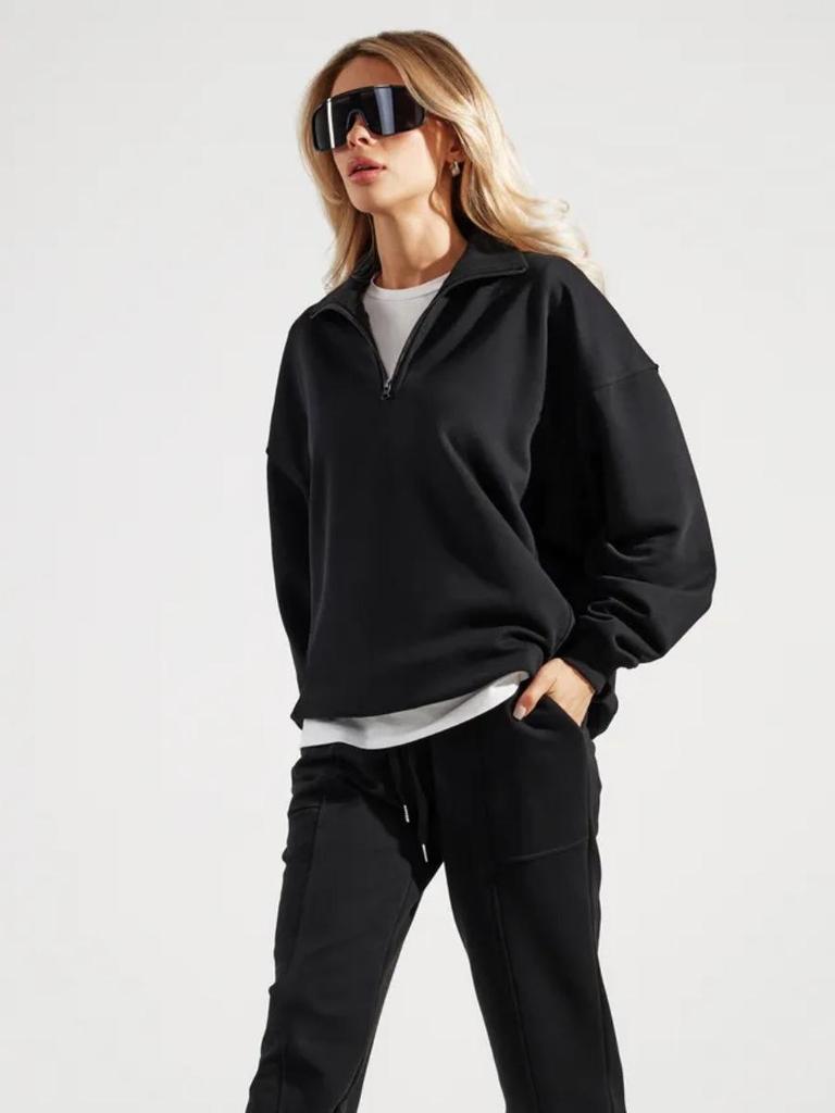 Long-Sleeve Slimming Lapel Hoodie: European & American Style, Plus Velvet, Thickened, Loose Fit, Autumn & Winter Zipper Jacket