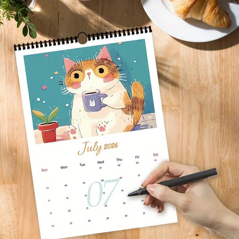 Cats Calendar 2026 Wall Arts 12 Monthly Planner Birthday Christmas New Year Gift