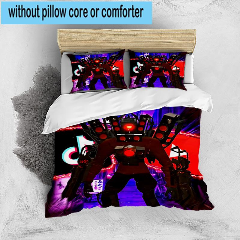 3PCS Robot Invasion Alert 3pcs Bedding,Including 3PCS Duvet Cover And 2pcs Pillowcases Perfect for Christmas,Ideal for Bedroom, Dormitory