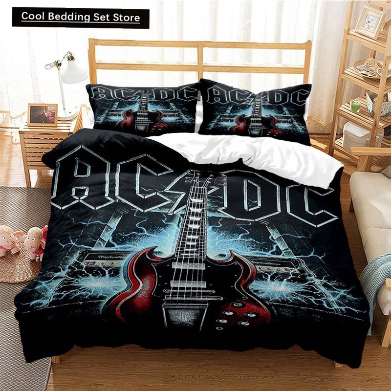 2024 Fashion AC_DC Rock Band Bedding Set Boys Girls Twin Queen Size Duvet Cover Pillowcase Bed Kids Adult Fashion Home Textiles