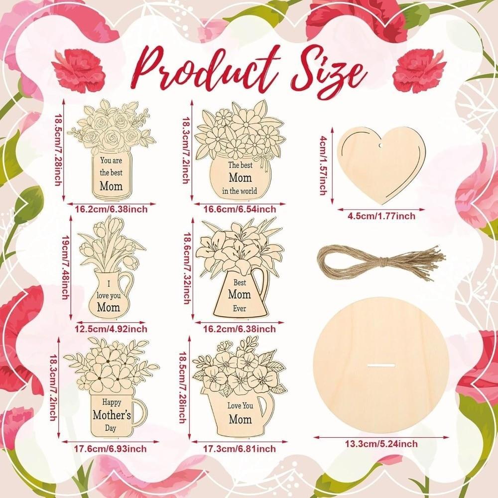 DIY Wooden Flower Ornament Funny Creative Flower Painting Crafts Decoration Wooden Rose Tulip Chips Gifts Supplies