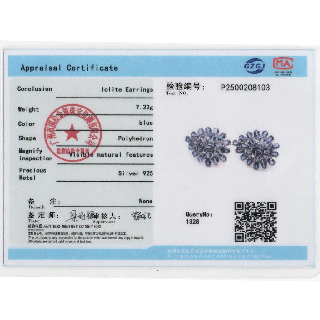 Noble natural oval lolite women's Big earrings 925 Sterling Silver Gorgeous fine jewelry for birthday and anniversary gifts