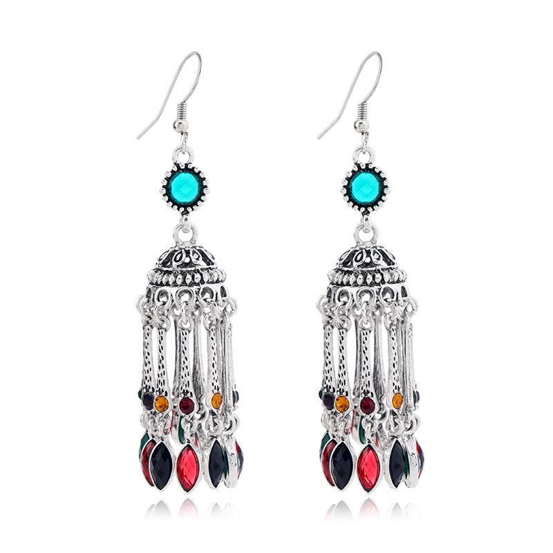 Bohemian Rhinestone Bell Tassel Earrings: Exotic Indian Ethnic Style