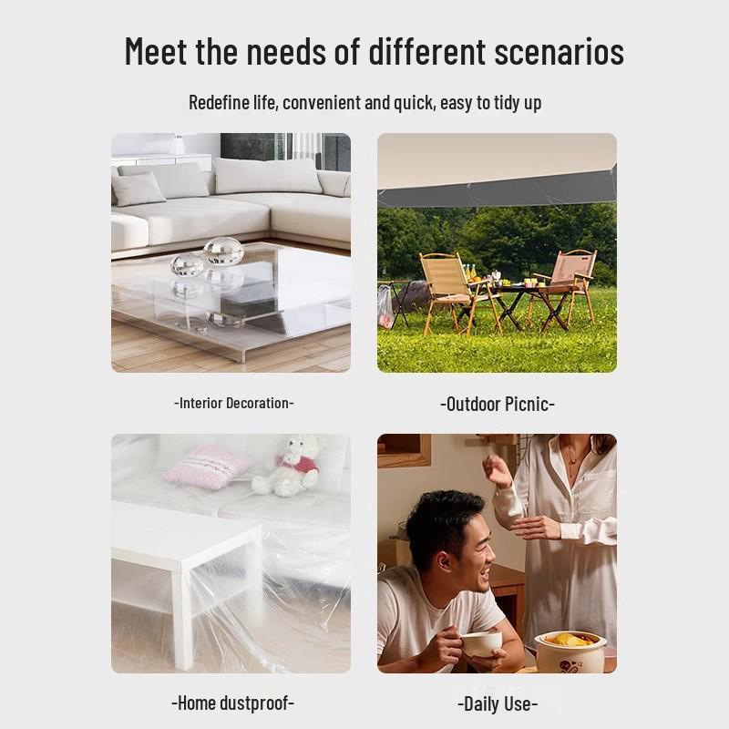 

Pack of 10 Disposable Plastic Tablecloths - Rectangular & Round, Anti-Spill Film