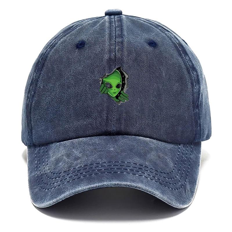 Customize Alien Vintage Washed Cotton Baseball Cap Adjustable Distressed Trucker Hat for Men Women Sci-Fi Streetwear Fashion Cap