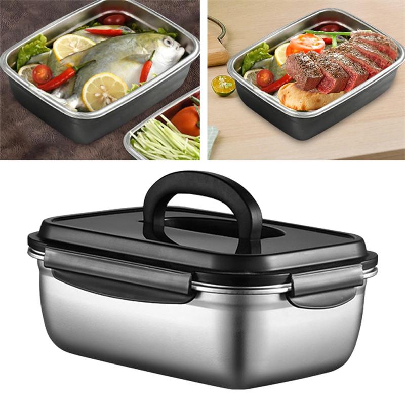 304 Stainlesss Steel Leak Proof Lunch Box With Lid Picnic Box Bento Box Food Storage Containers For Portable Food Bento Boxes