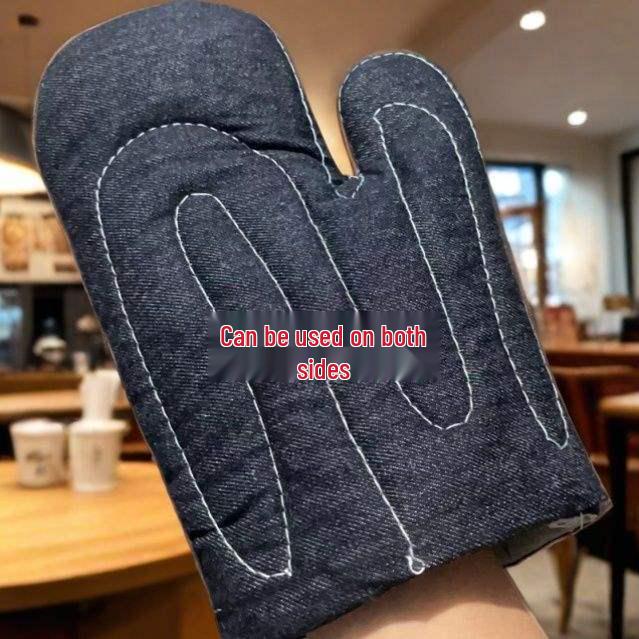 2 szt. Odporne na ciepło do 400°C Przemysłowe Rękawice Kuchenne Bawełniano-Lniane