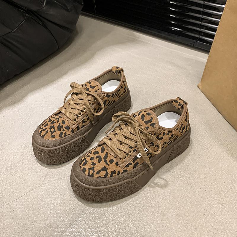 Mode Herfst Dames Vulkaniseer Schoenen Ronde Neus Platte Schoenen voor Dames Lage Hak Vetersneakers Buiten Antislip Platform Lage Top Schoenen