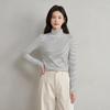 KOMPASU Women's Striped Long Sleeve Semi-High Neck Base Shirt