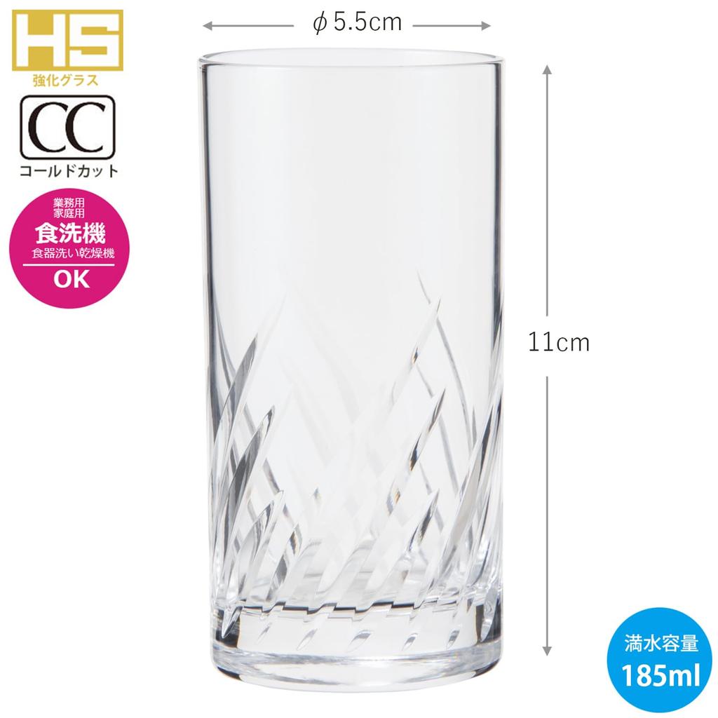 Toyo Sasaki Glass Tumbler Trough Made in Dishwasher Glass Glass, Tumbler, 185ml, Japan, Safe, Break-Resistant Cup, Glass, Tumbler, 06406HS-E101