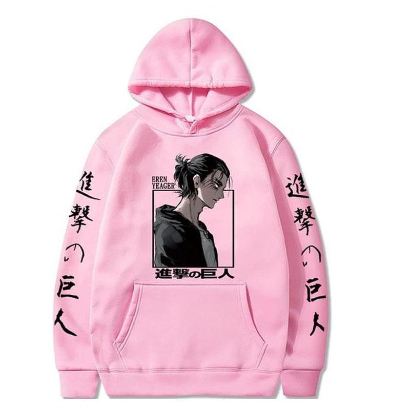 Fashion Attack On Titan Eren Yeager Anime Printed Hoodie Long Sleeve Loose Hip Hop Unisex Sweatshirt Men Streetwear Oversized Hoody Tops