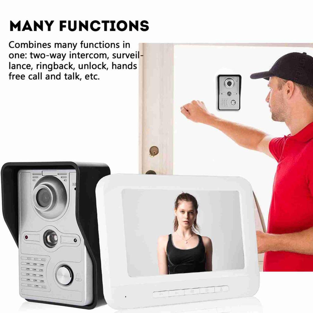 7 Inch Color Video Camera Door Ring Intercom Waterproof Video Doorbell Kit