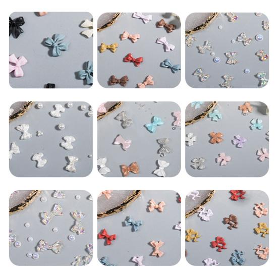 1 Box Nail Art Bows Three-dimensional Paste Easily DIY Resin Bow Faux Pearl Mixed Plum Blossom