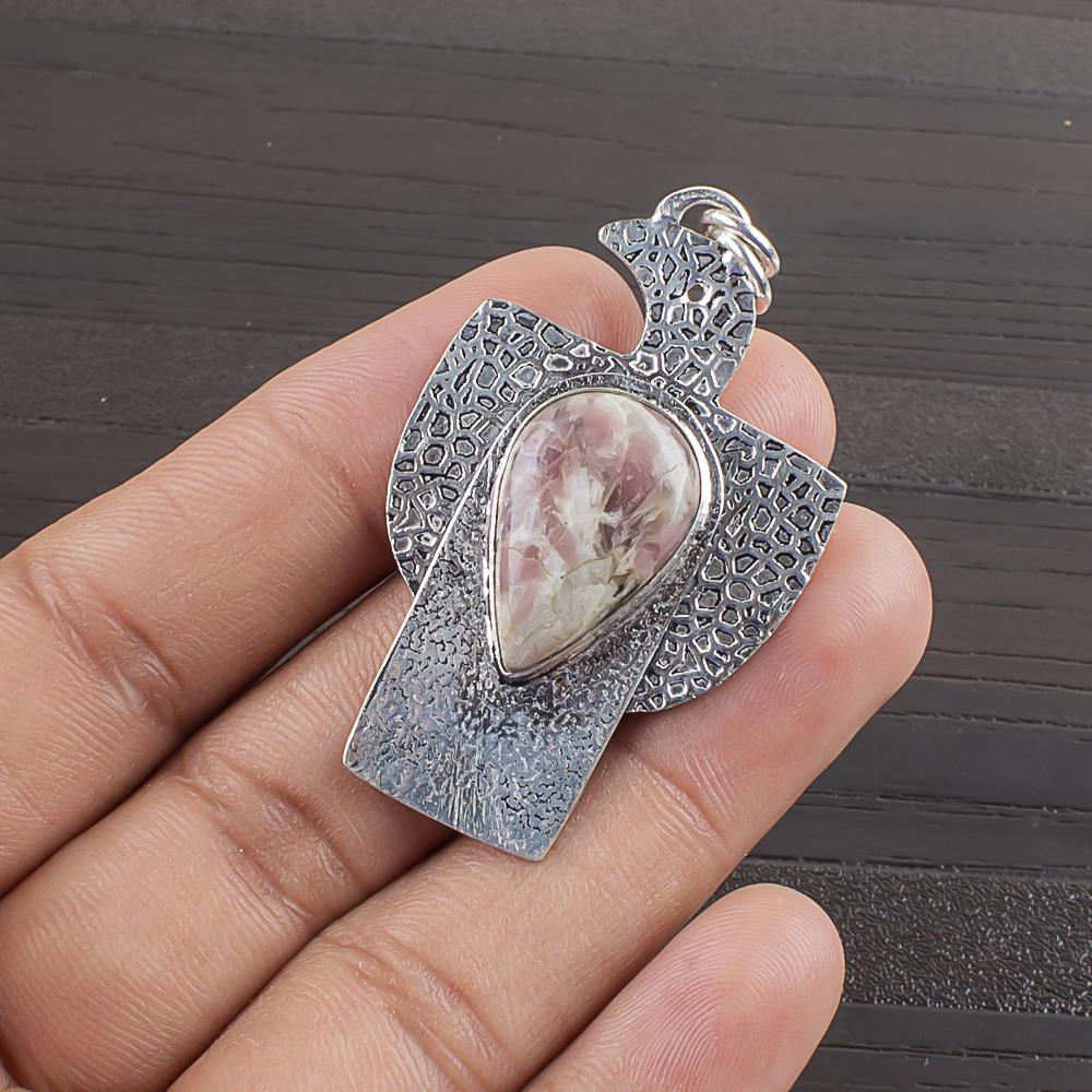 

Natural Tourmalated Quartz Gemstone 925 Sterling Silver Jewelry Pendant 1.96 AJP-2298