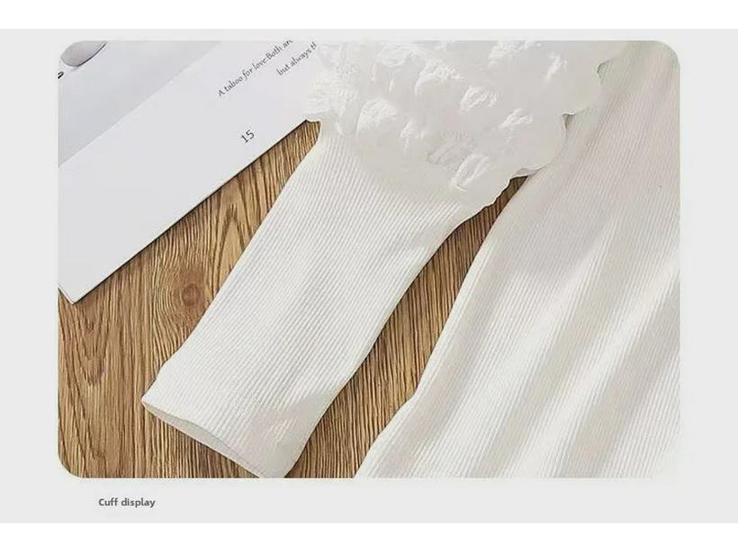 Dívčí tričko se zesíleným nafouknutým rukávem, dlouhým rukávem, poloviční límec, jaro/podzim 2024, top pro miminka a batolata