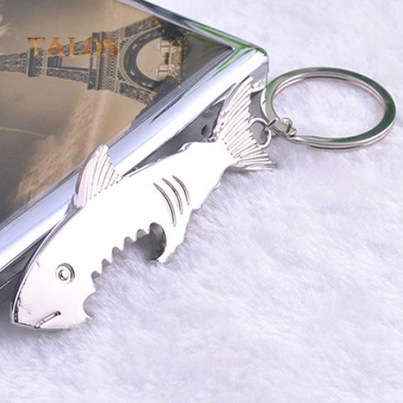 Fashion Shark Pendant Key Ring Keychain Bottle Opener Metal Versatile Keyfob Suspension Trinket