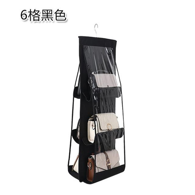 6/8 Pockets Clear Hanging Handbag Organizer, Multi-Shelf Tote Bag Storage Rack with Swivel Hook for Wardrobe Closet