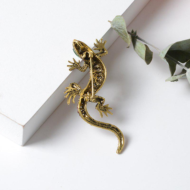 Women Vintage Gold Plated Crystal Rhinesone Gecko Brooch Pin Jewelry Party Gift Women Vintage Gold Plated Crystal Rhinesone Gecko Brooch Pin Jewelry Party Gift
