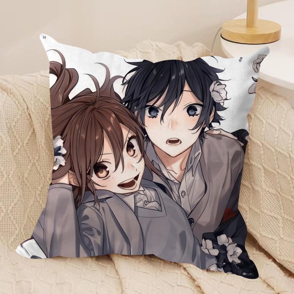 Cartoon H-Horimiya Anime Cushion Cover Soft Plush Double-Sided Printed Sofa Pillow Cushion Cover | All-Season Durable Decor Gift