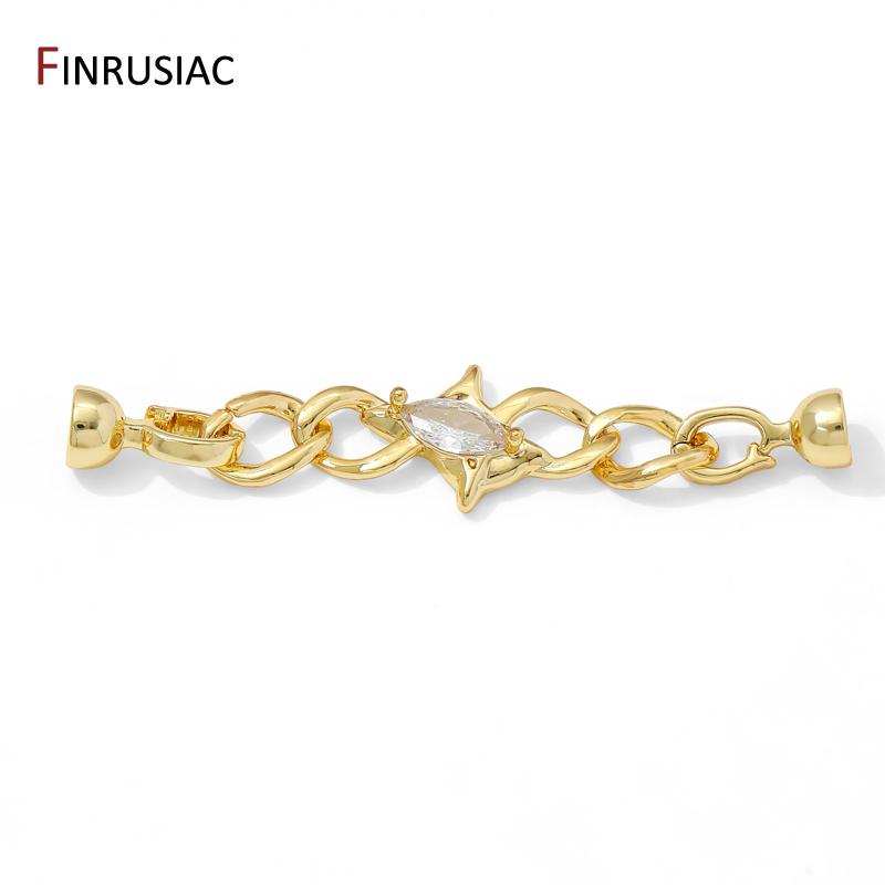 14K Gold Plated Brass Zircon Connector Fastener Clasps Lock,Chain Connecting Clasps For DIY Jewelry Making Accessories Supplies