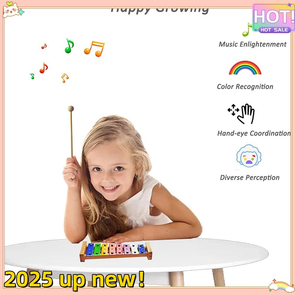 Classy-Wood Xylophone For Kids, 8 Notes/Keys Colorful Metal Bar, Musical Instrument For Girls And Boys,Gift For Children