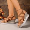 Mode 2025 Rom Stil Damen Keilabsatz Sandalen Übergröße 36-43 Dicke Sohle Strand Sandalen Frau Elastisches Band Sommer Sandalen Damen