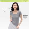 Cotton Aesthetics: Women's Slim Fit Square Neck Short Sleeve Top