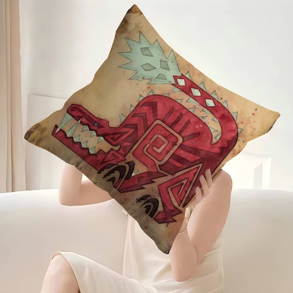 Game M-monster Hunter Wilds Cushion   Office Cushion Pillowcase Car Cushion Cover45X45CM Lumbar Pillowcase Sofa Pillowcover