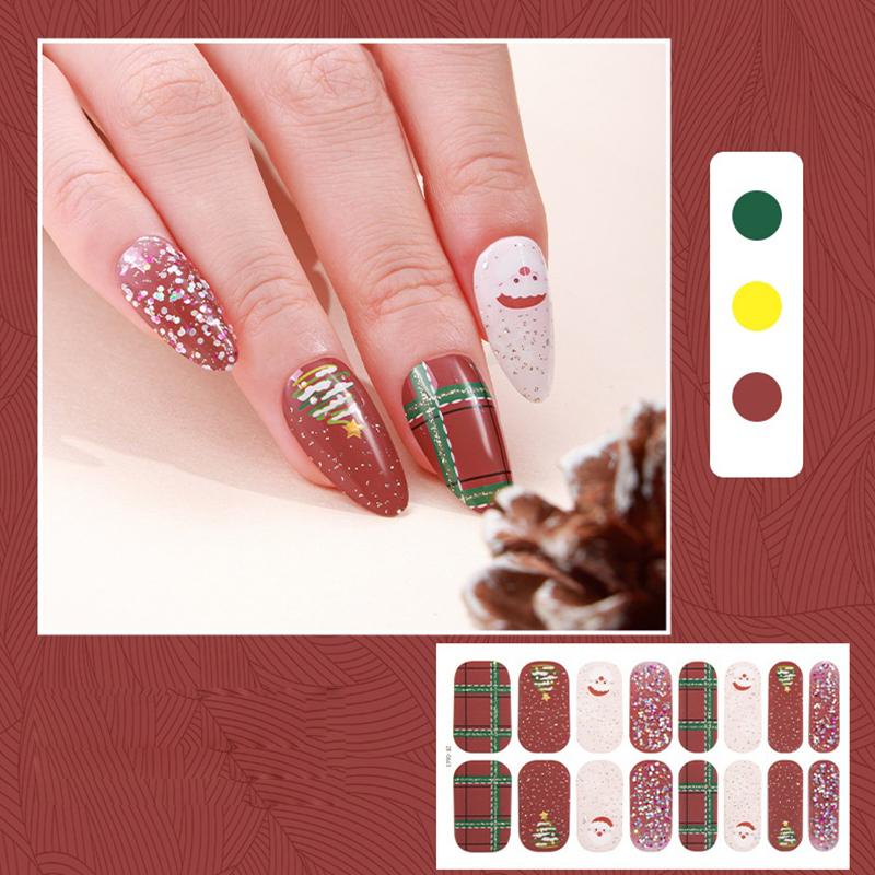Christmas Series Full Cover Nail Stickers Snowflake Nail Decal Women Self Adhesive Manicure Designer Nail Art Sticker Decoration