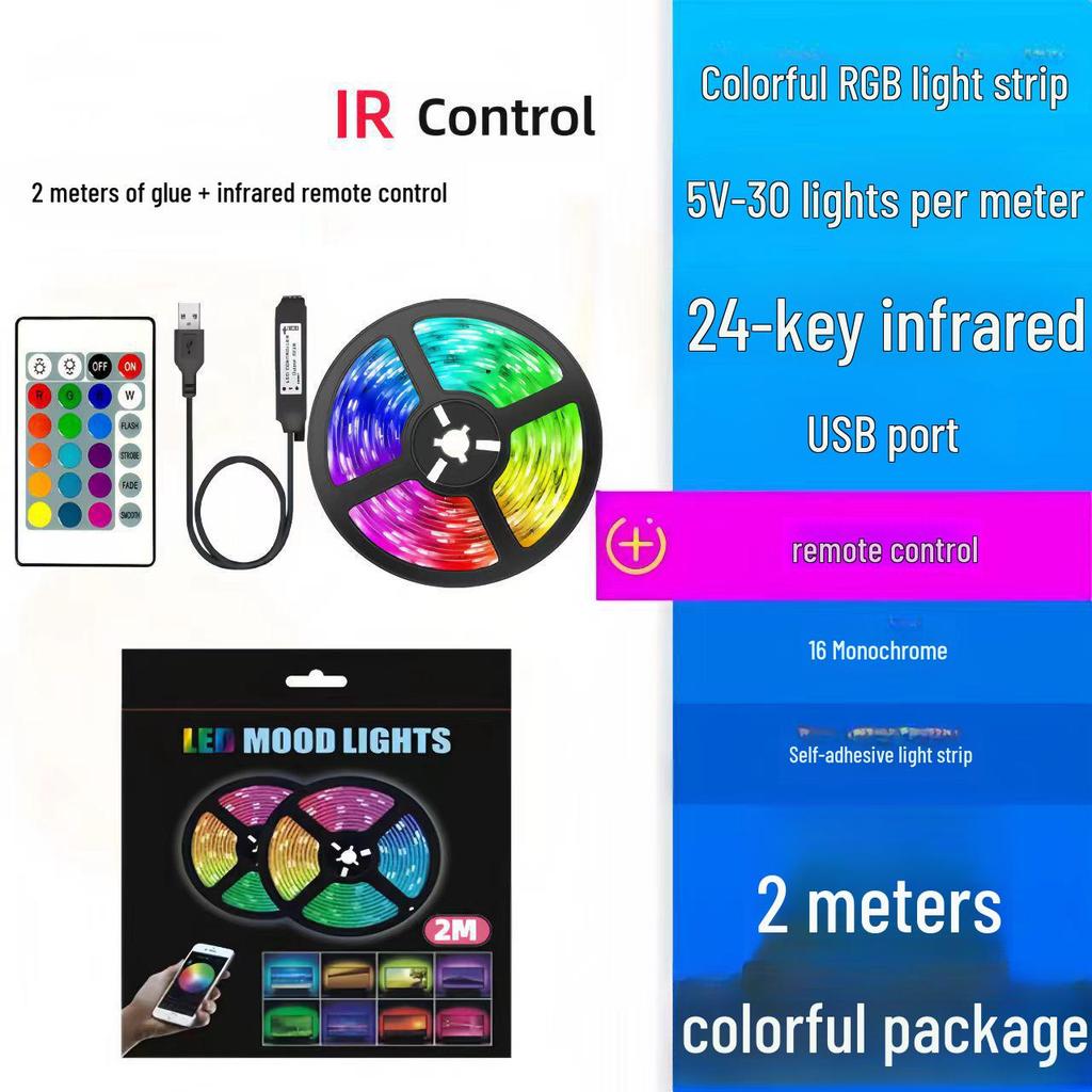 5V RGB LED Light Strip Set: Color-Changing USB Bluetooth Smart Background for Desk and Wall Decoration.