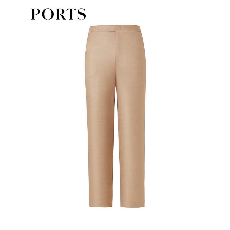 PORTS Women's Fawn Brown Cropped Slim-Fit Casual Pants