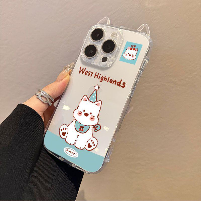 

Cherry Turnaround West Highland Cat Ears Transparent Case for Apple iPhone 13, 14, 15 Pro, and 17 Pro Max Apple 17 Pro Max