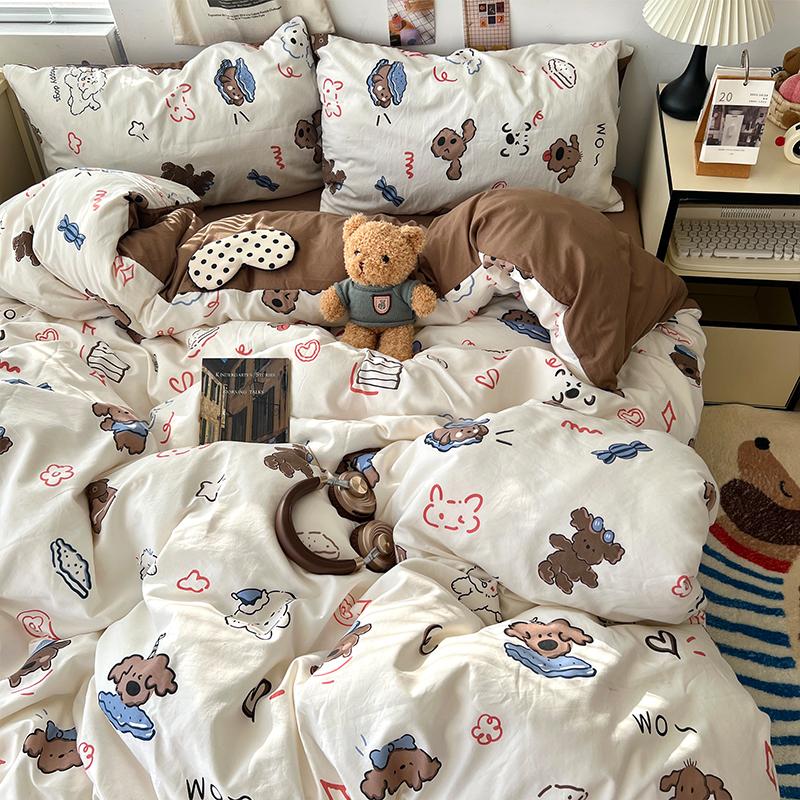 New Soft Skin-friendly Bedding Set Comfortable Breathable Duvet Cover Set with Sheet Single Double Quilt Cover and Pillowcases