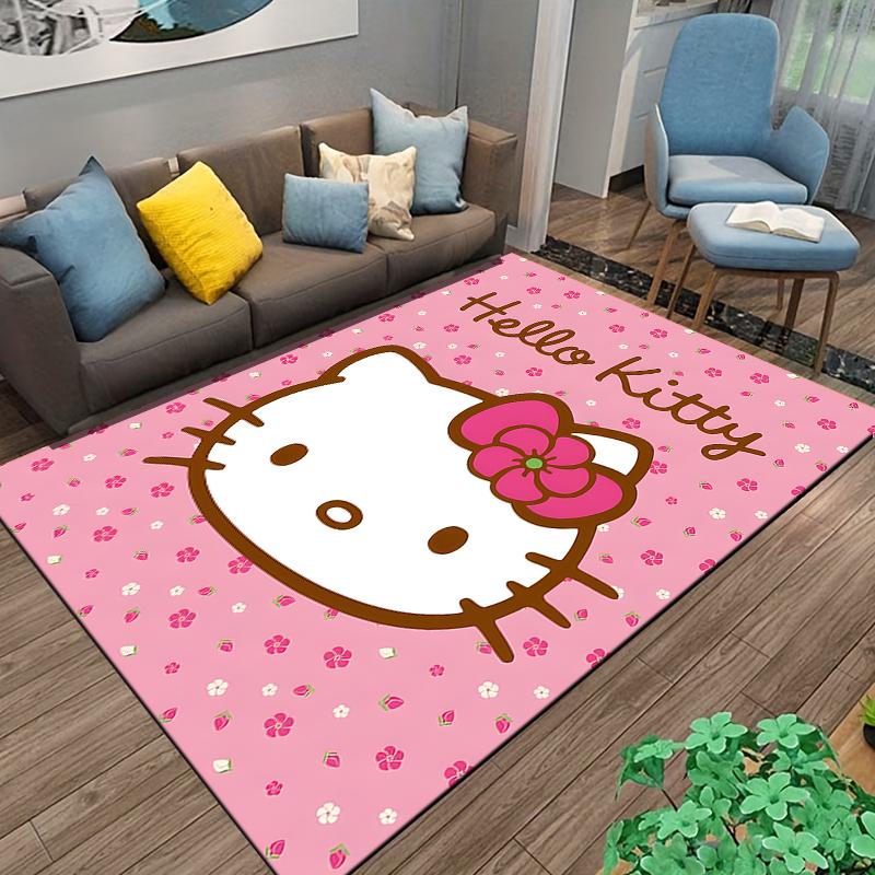 Hello Kitty Pink Carpet with Floral Pattern Suitable for Use As an Anti-slip Game Mat for Living Room and Bedroom Sofas