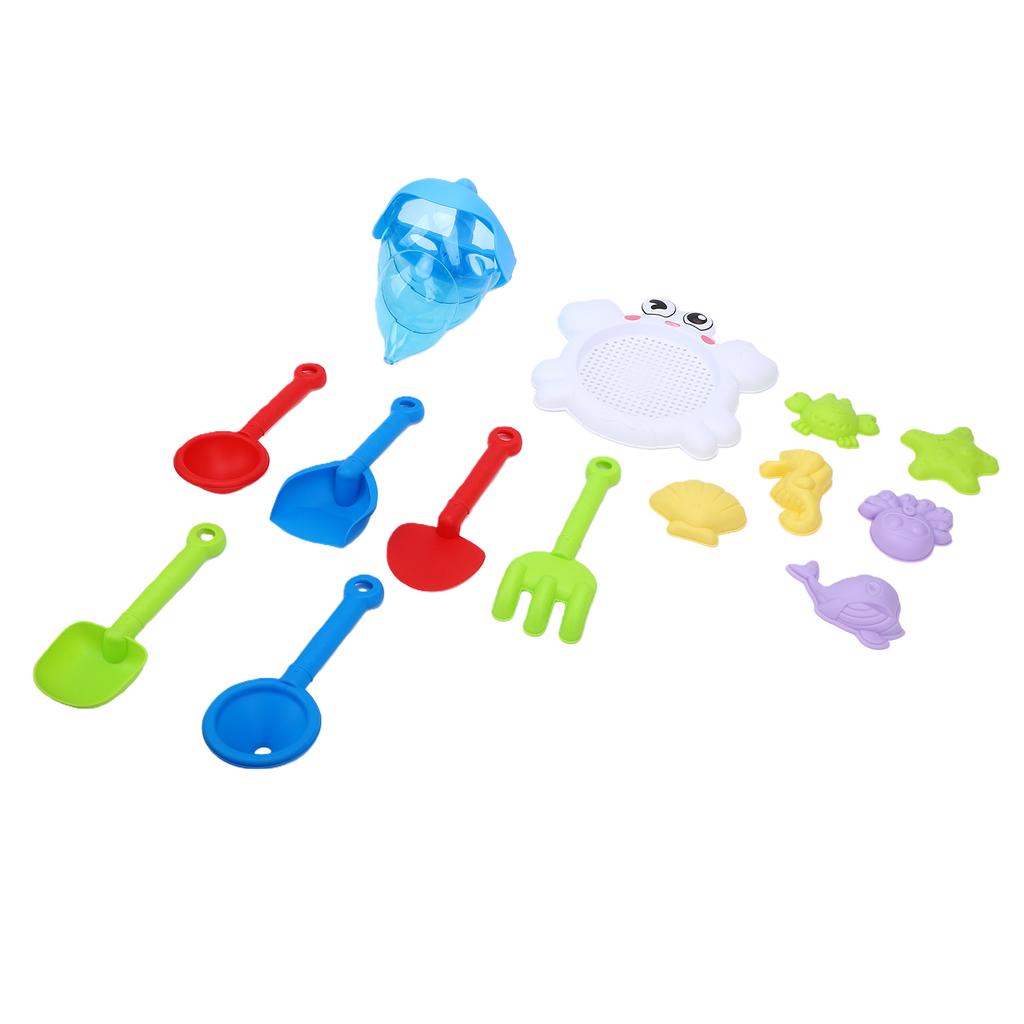 14pcs Kids Beach Toys Set Cute STEM Learning Compact Childrens Sandbox Toys with Storage Net Bag