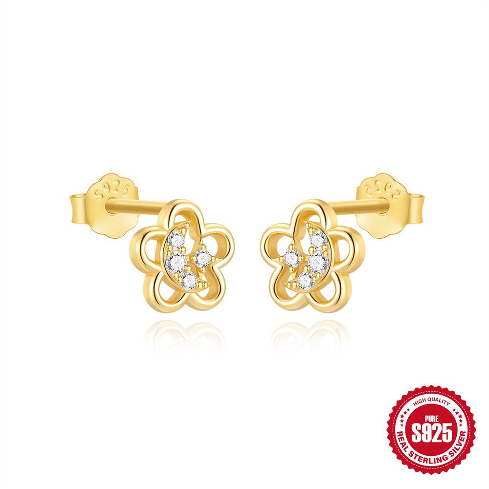 

Модные серьги-пусеты из стерлингового серебра S925 с классической инкрустацией бриллиантами, повседневные серьги с темпераментом S-образной формы, простые классические серьги 925 Silver