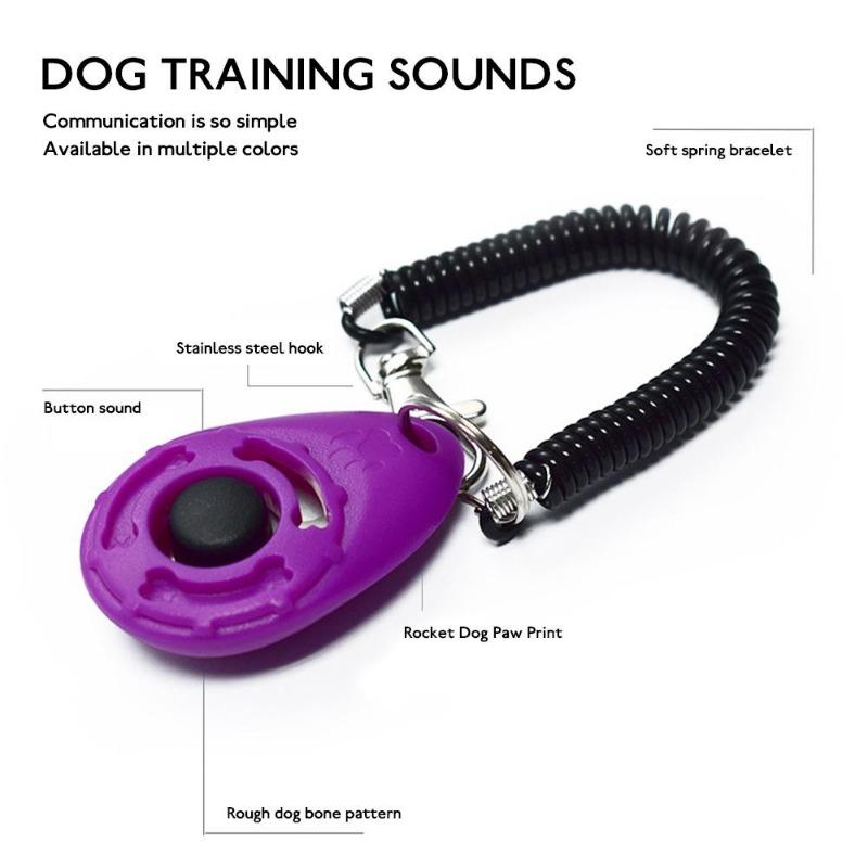 Adjustable Pet Trainer Pet Dog Training Dog Clicker Sound Key Chain And Wrist Strap Doggy Train Click