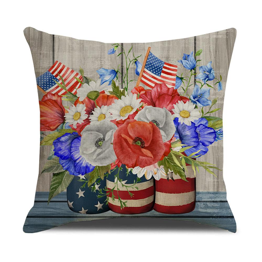 New American Vintage Independence Day Linen Pillow Cover Party Festive Decoration Pillow Cover Living Room Sofa Cushion Cover