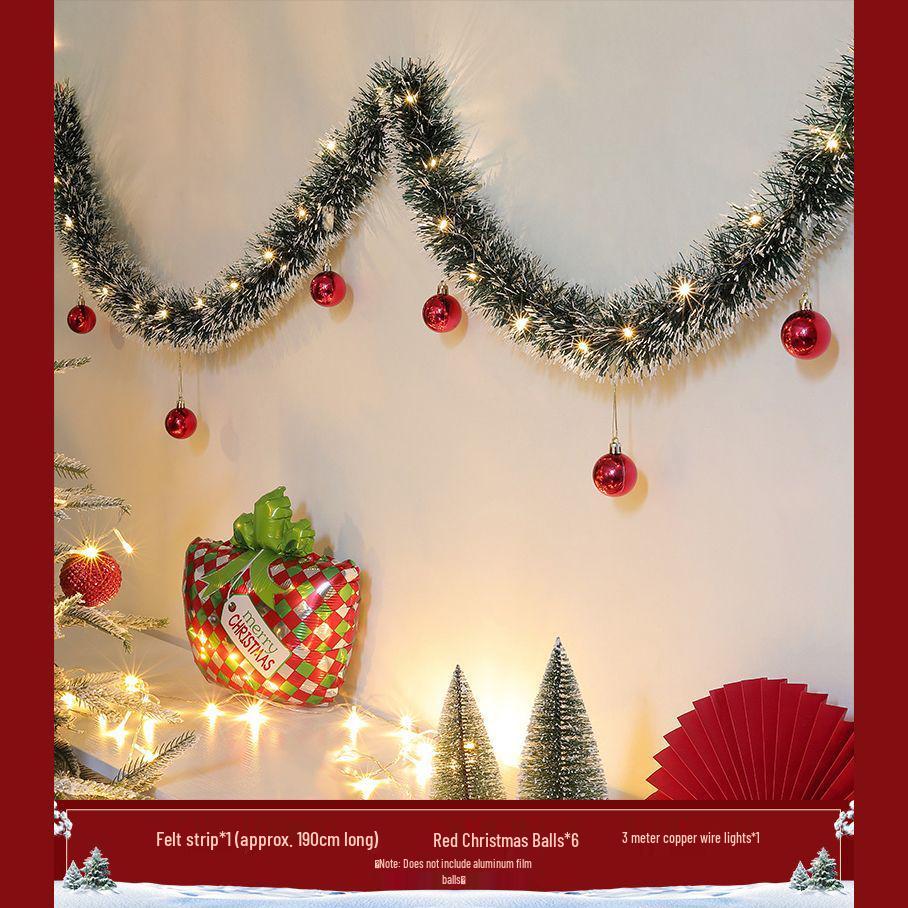 Christmas Decoration Garland: Ribbon, Leaves, Snowflakes, Tinsel, for Windows and Trees.