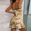 Abito da donna senza maniche con camicia da notte sexy da notte, seducente colore a contrasto
