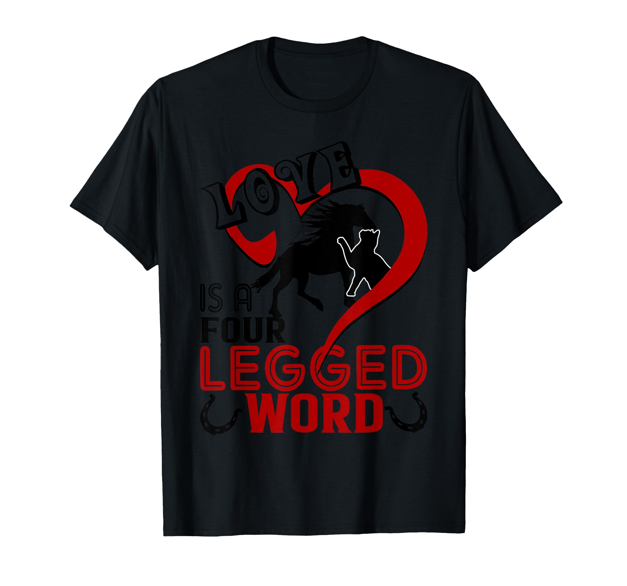 Four-legged horse (word) Horseback riding T-shirt
