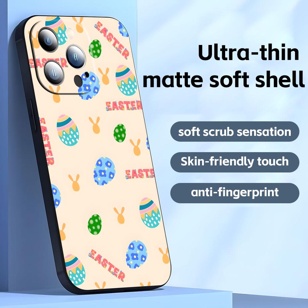 Easter Phone Case For iPhone17 16 16e 15 14 13 12 11 Plus Mini Pro Max Soft Black Shockproof Cover