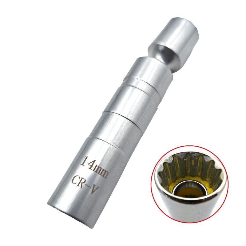 3/8" Ultra-Thin Magnetic Spark Plug Socket Wrench (14-16mm) - Extra Long Removal Tool